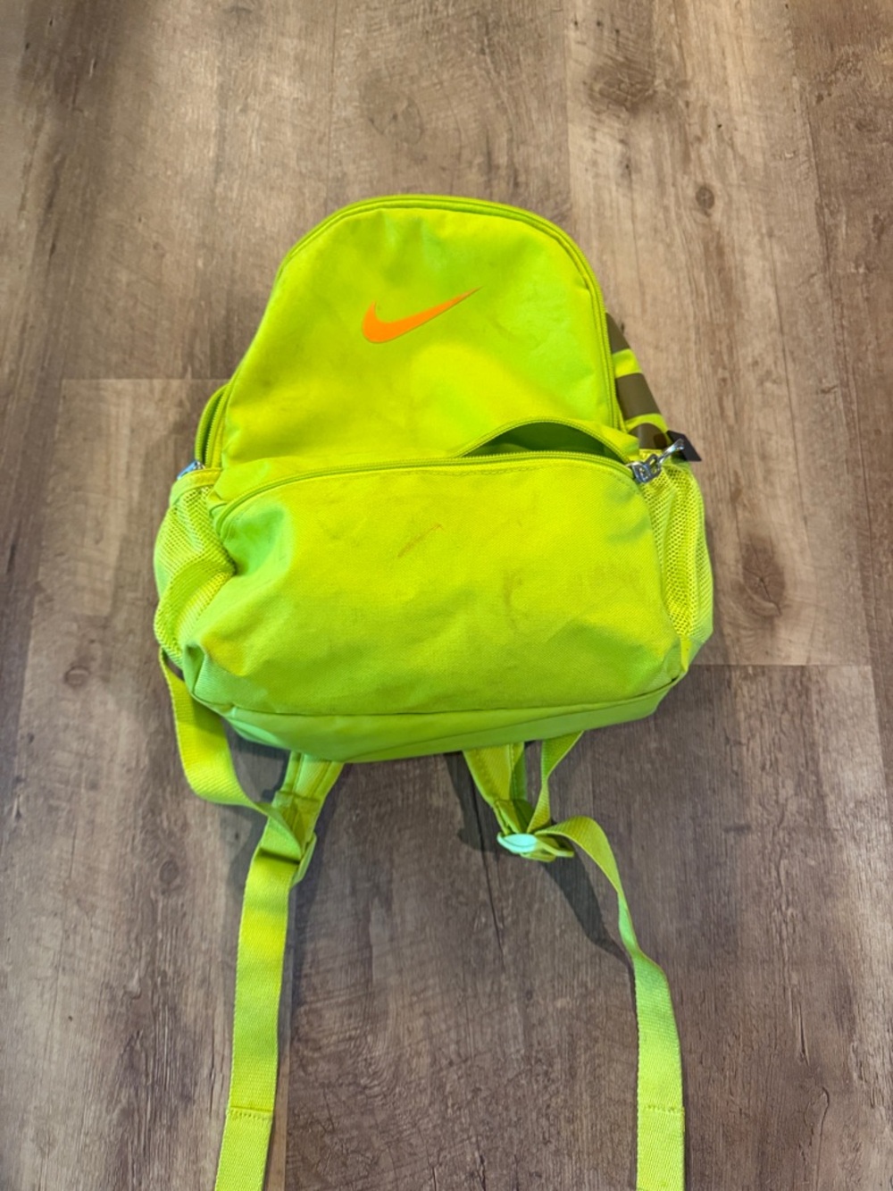 Small! Nike Bright Neon Yellow Backpack with Orange Swoosh
